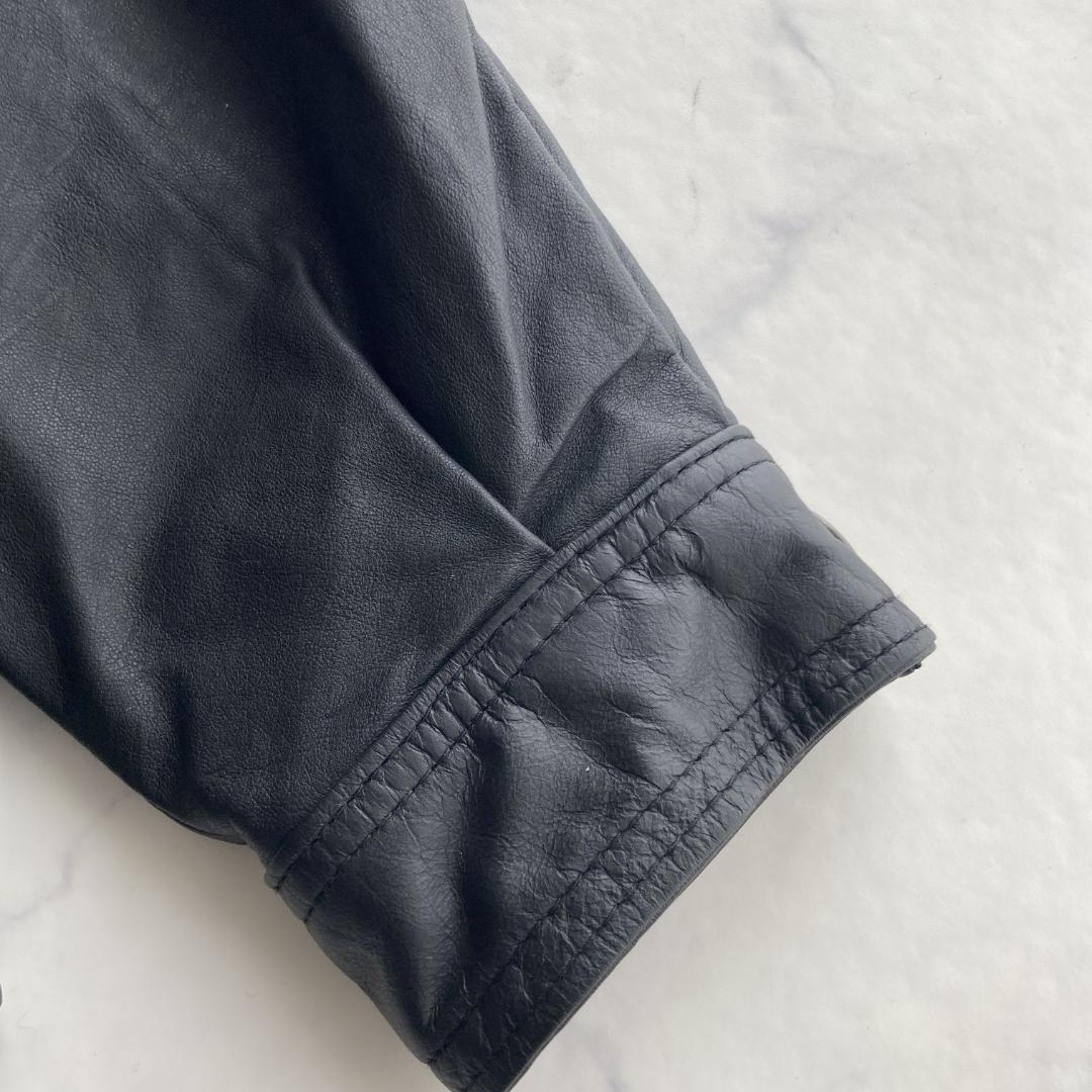 サイズＬ【タイプA-2】フライトレザージャケット 丈短レザーブルゾン ブラック