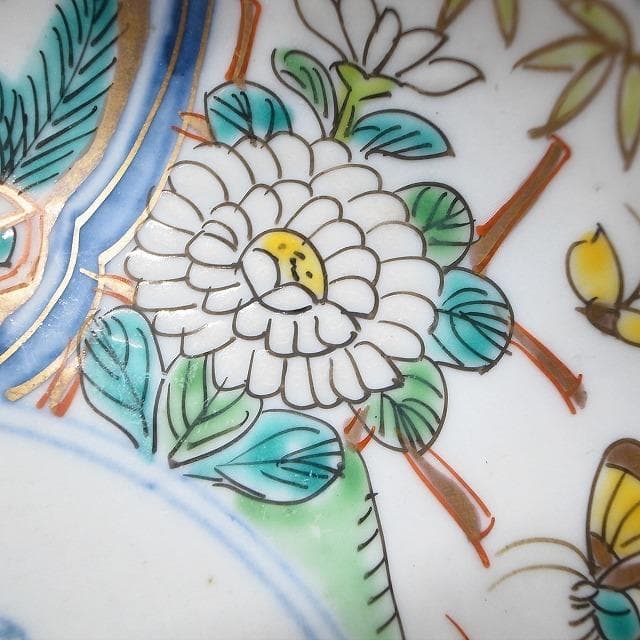 古伊万里　錦手　花尽くし文様　七寸皿　2枚