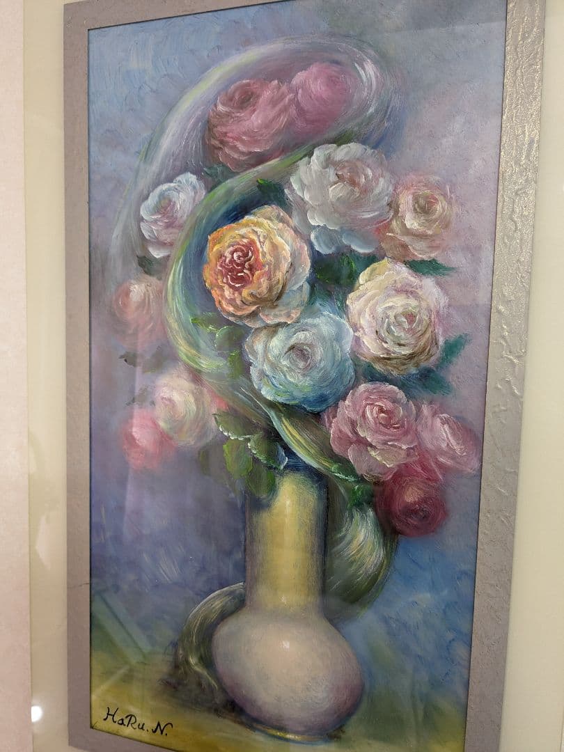 画家 haru  油彩画 ☆ 絵 と 額縁 共に アクリル板