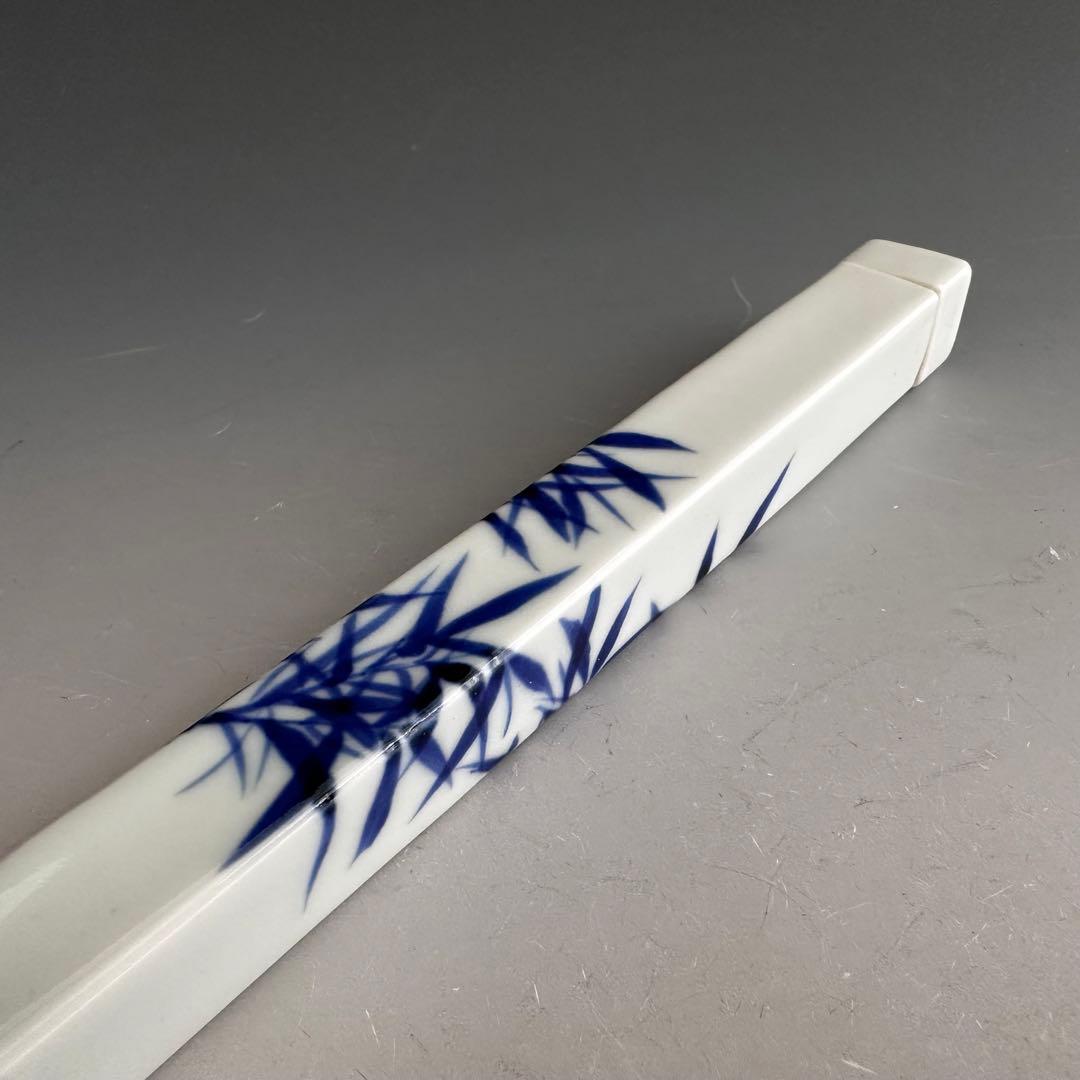 香道具　染付　竹絵　香筒　御室焼　和善　共箱　陶芸　線香入　煎茶道具