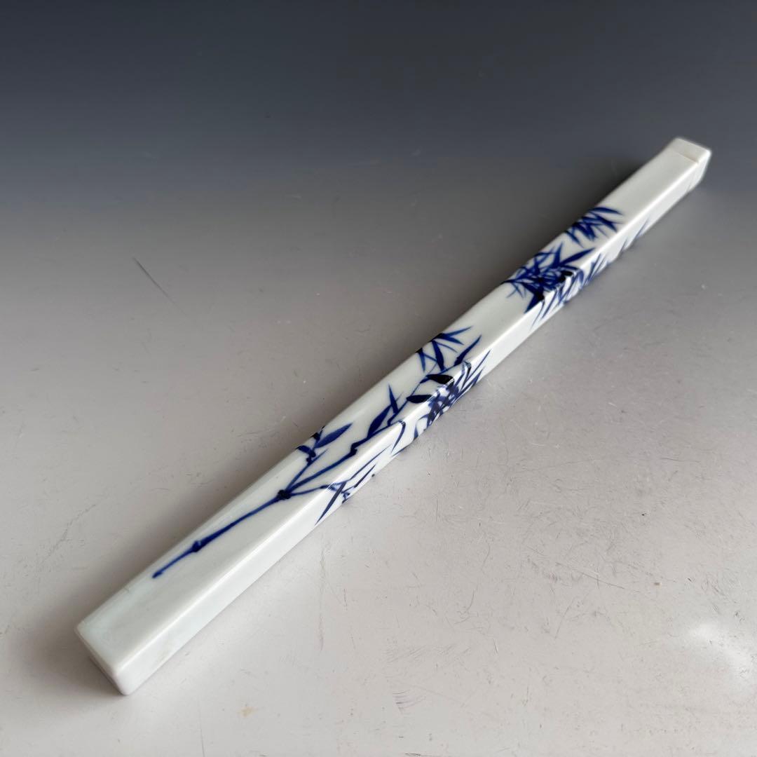 香道具　染付　竹絵　香筒　御室焼　和善　共箱　陶芸　線香入　煎茶道具