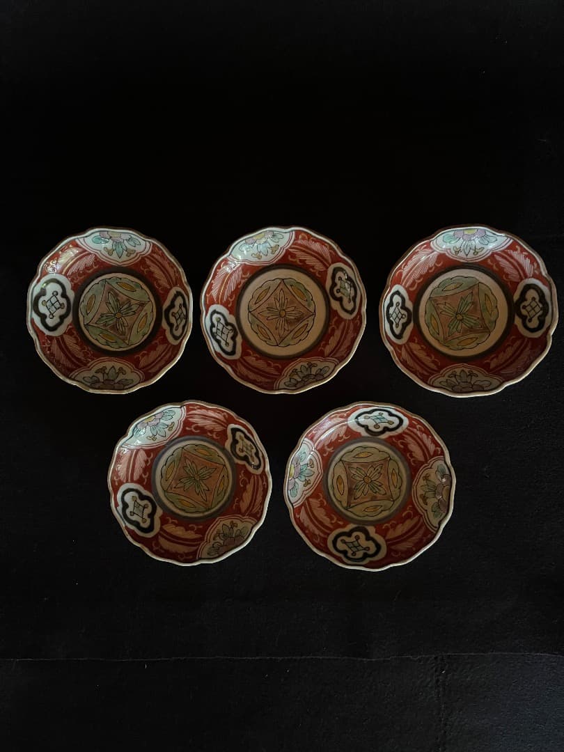 古伊万里　赤絵　豆皿　5枚揃え
