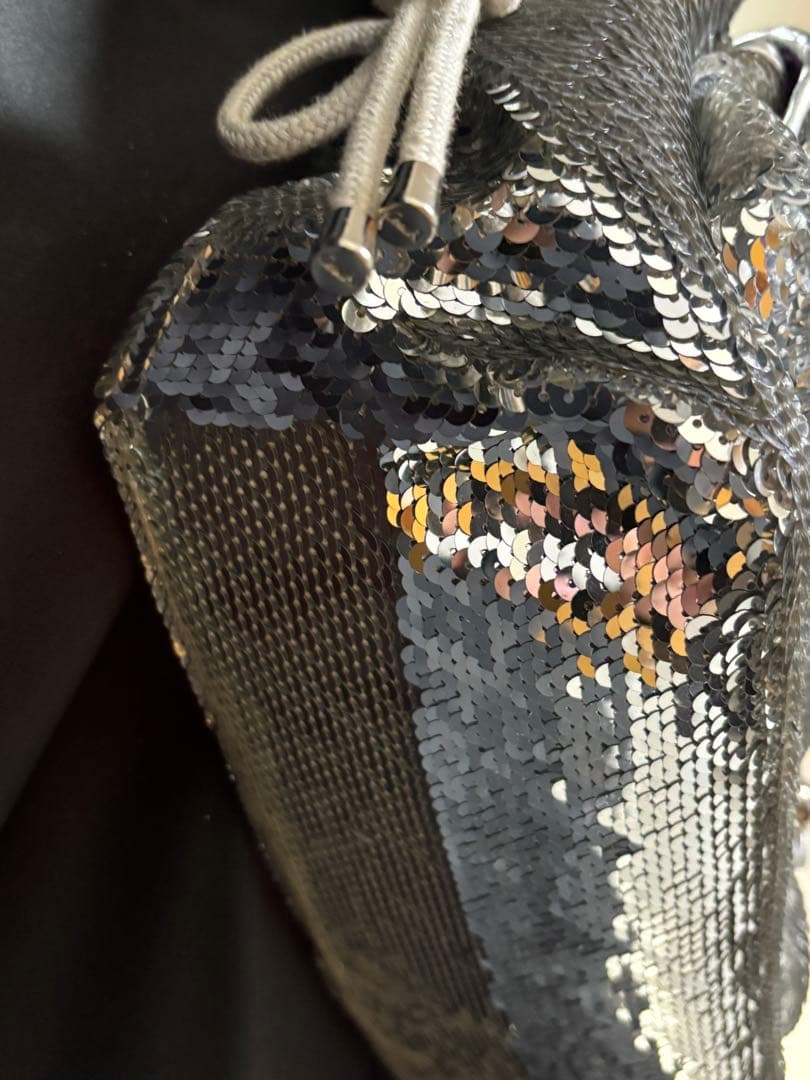 COACH コーチ ポピー ショルダーバッグ スパンコール シルバーPOPPY