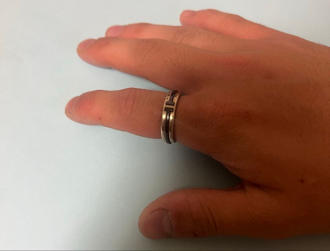 T TWO リング　希少サイズ　19号　シルバー×チタン　コンビ　指輪