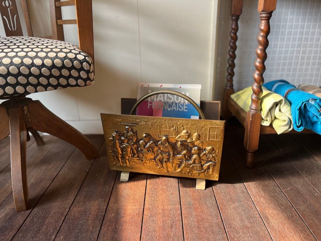 限定セール✰イギリスヴィンテージ真鍮マガジンラックアンティークPeerage