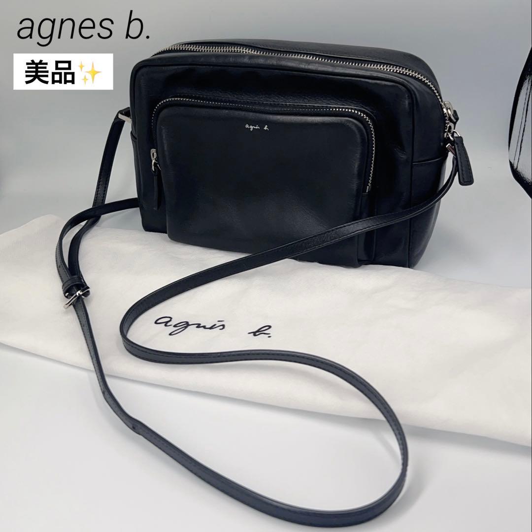 美品✨agnes b.アニエスベー　カメラバッグ　ショルダー レザー　ブラック