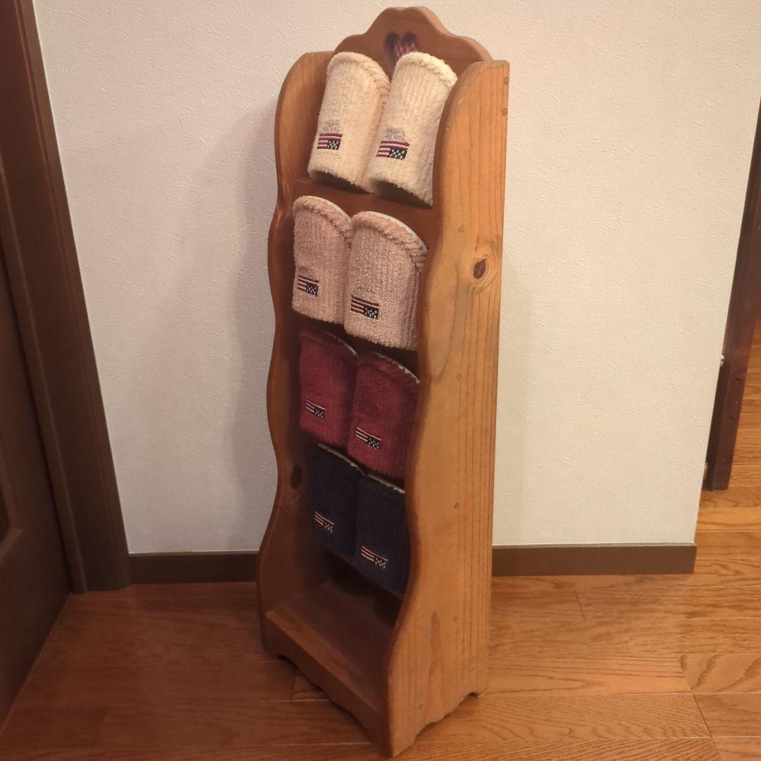 カントリー家具　木製　スリッパラック ハート