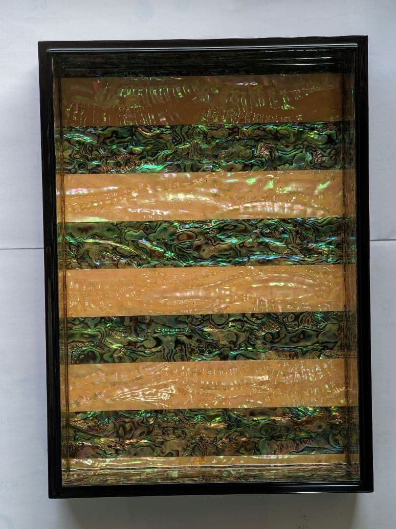 ♦木製 花唐草 蝶文様 極細密 螺鈿装飾細工 飾り箱 文箱 類品なし 一点物