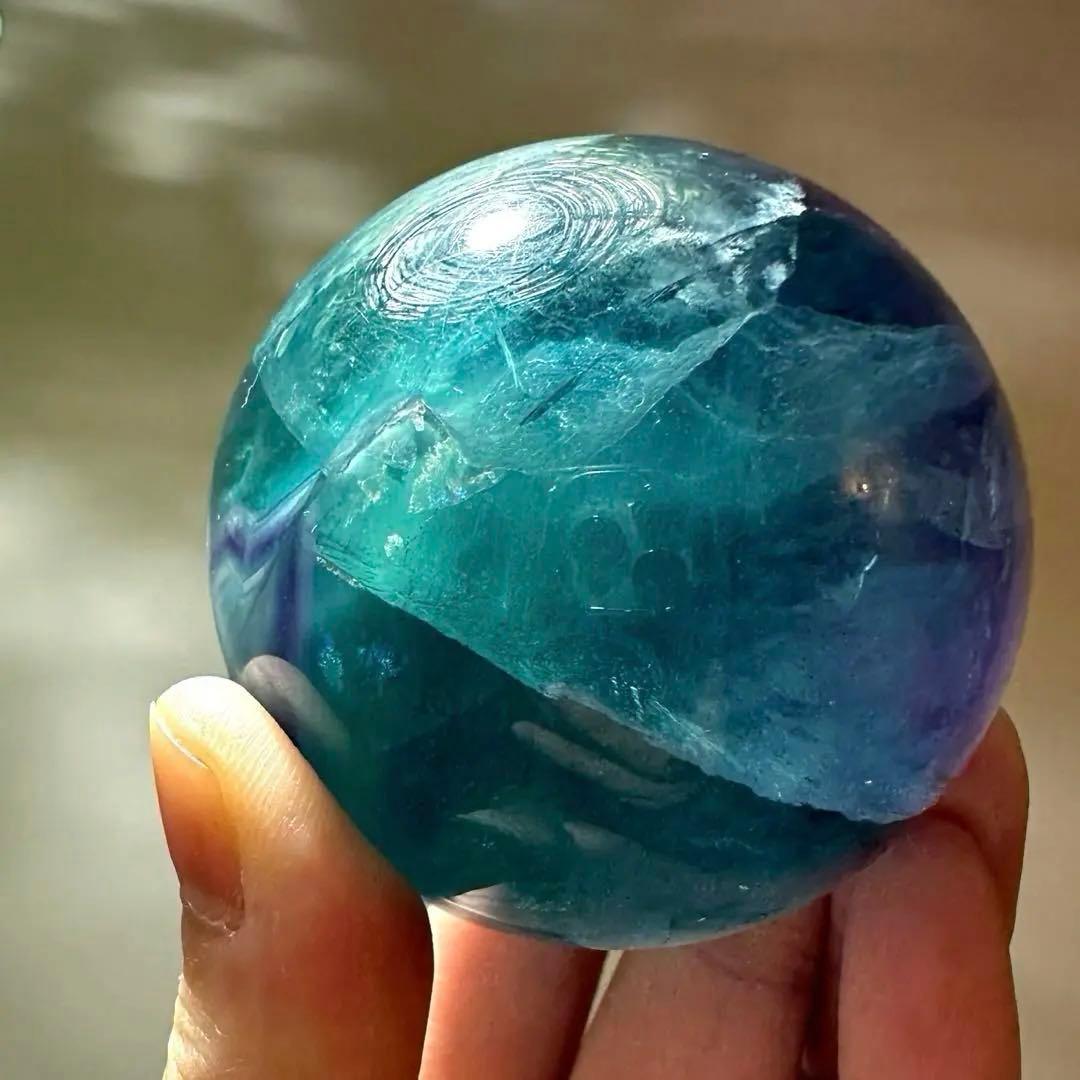 ブルーフローライト　スフィア　5.8㎝325g フローライト　マリンブルー