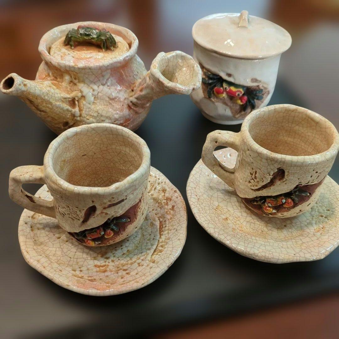 【入手困難】楽山焼 蟹 4点セット