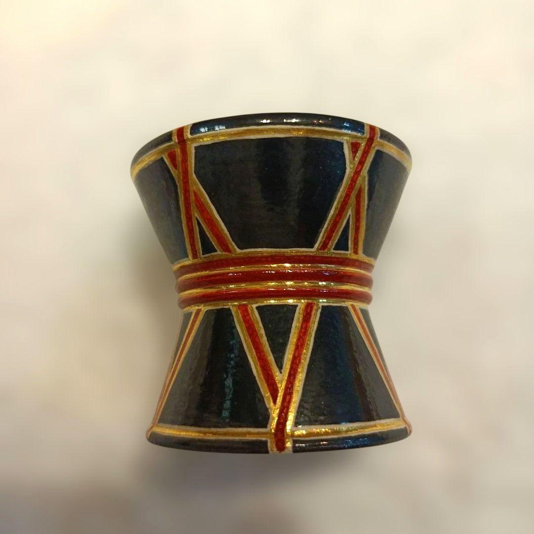 三代西村徳泉　紫翠窯　鼓　蓋置