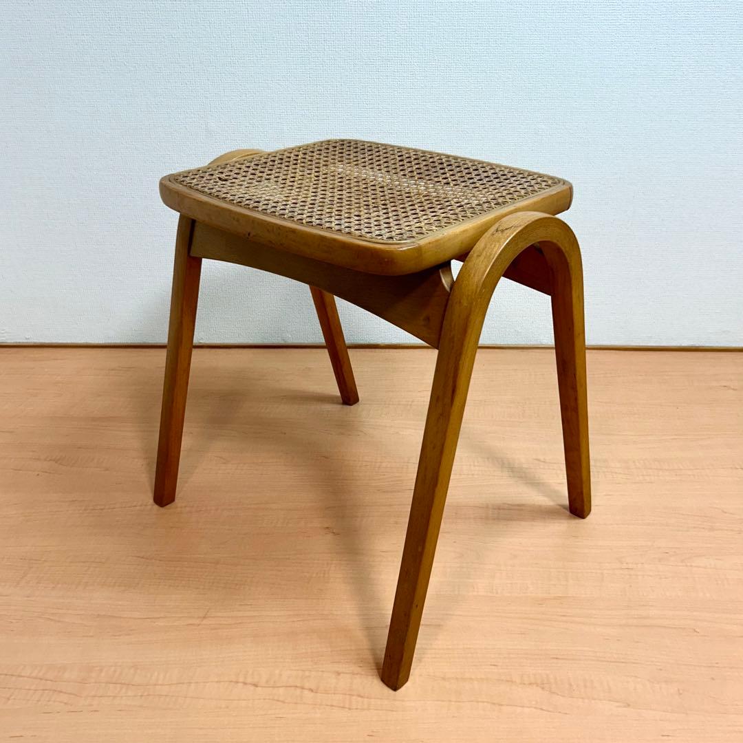 秋田木工 ラタン スツール 剣持勇 ヴィンテージ スタッキング 藤編み アキモク