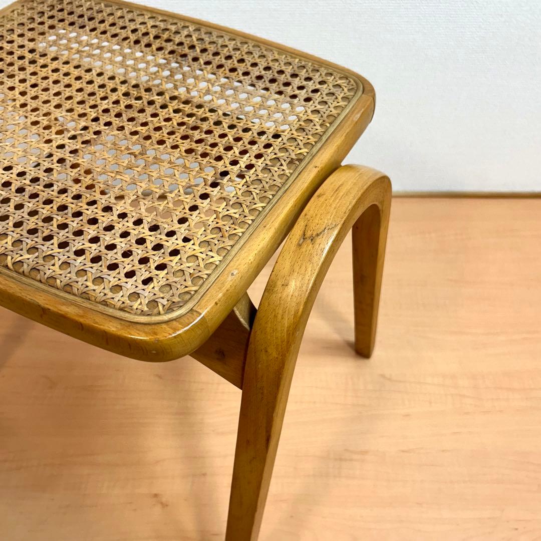 秋田木工 ラタン スツール 剣持勇 ヴィンテージ スタッキング 藤編み アキモク
