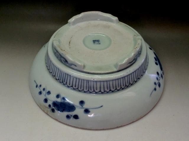 鉢■染付 丸紋 鳳凰 竹梅 唐草 三つ足 江戸後期 古美術 時代物 骨董品■