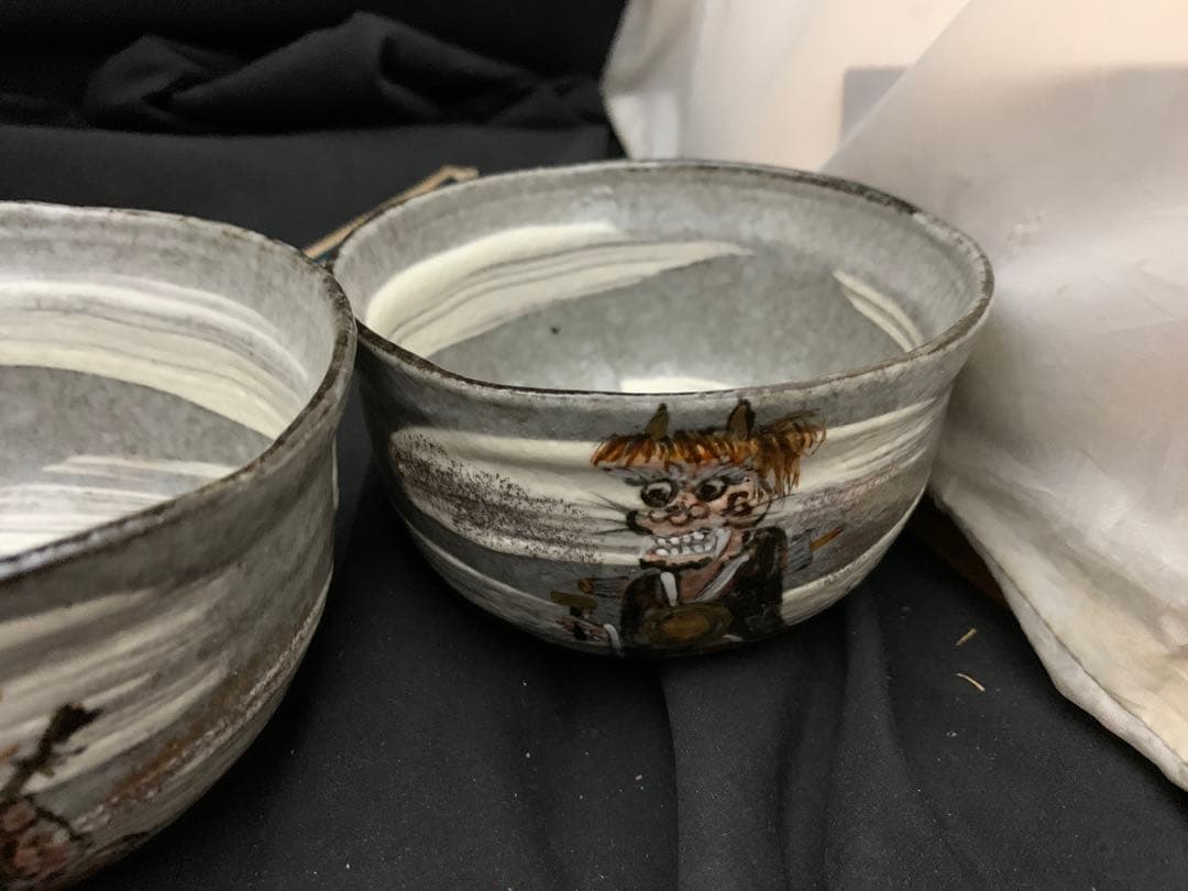 大津絵　数茶碗　10客　与し三造　共箱付き