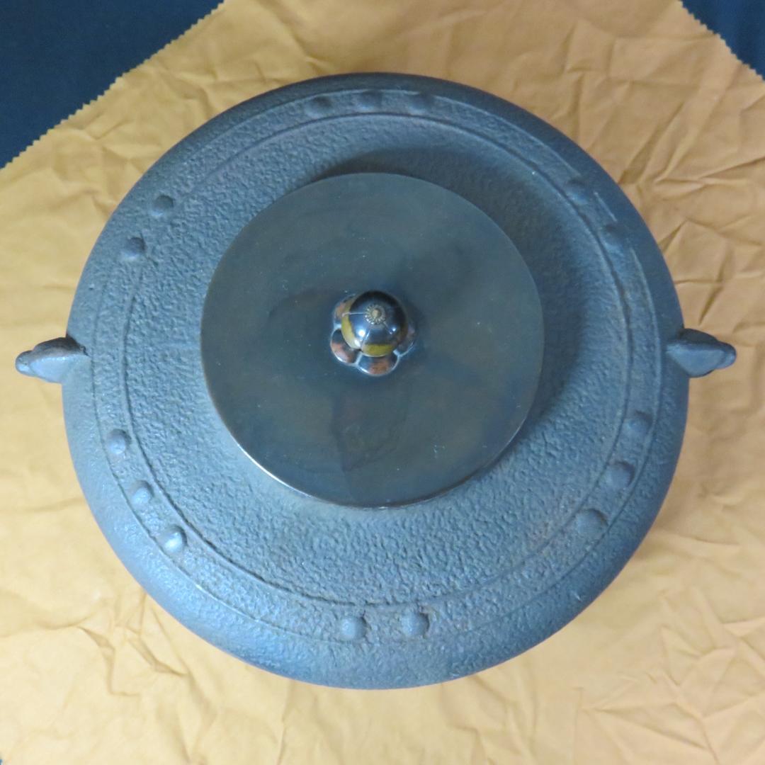 茶釜 茶道具 茶器 錆あり 木箱 共箱か 井上 浩仙 銘なし