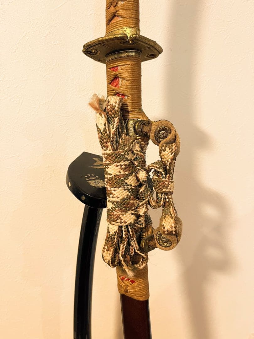 【希少】刀掛け 太刀掛け　螺鈿　一本掛け　模造刀　武具