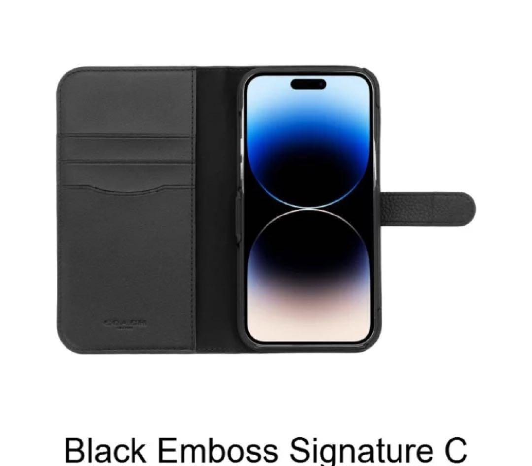 【新品】本革製　Coach - iPhone 14PROMAX シグネイチャー