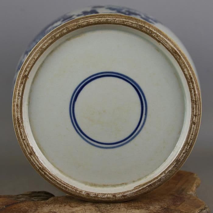 清康煕青花竜着牡丹紋将軍缶 景徳鎮 陶磁器 装飾品 現代工芸品 美術品 置物