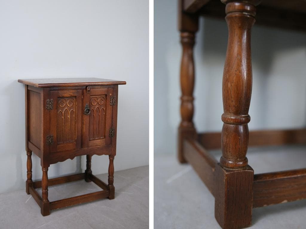 英国アンティーク木製カップボード/キャビネット/キッチン収納/飾り棚91-171