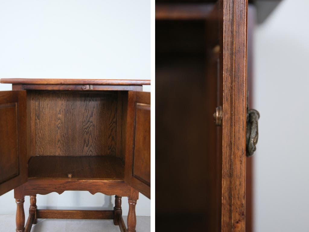 英国アンティーク木製カップボード/キャビネット/キッチン収納/飾り棚91-171