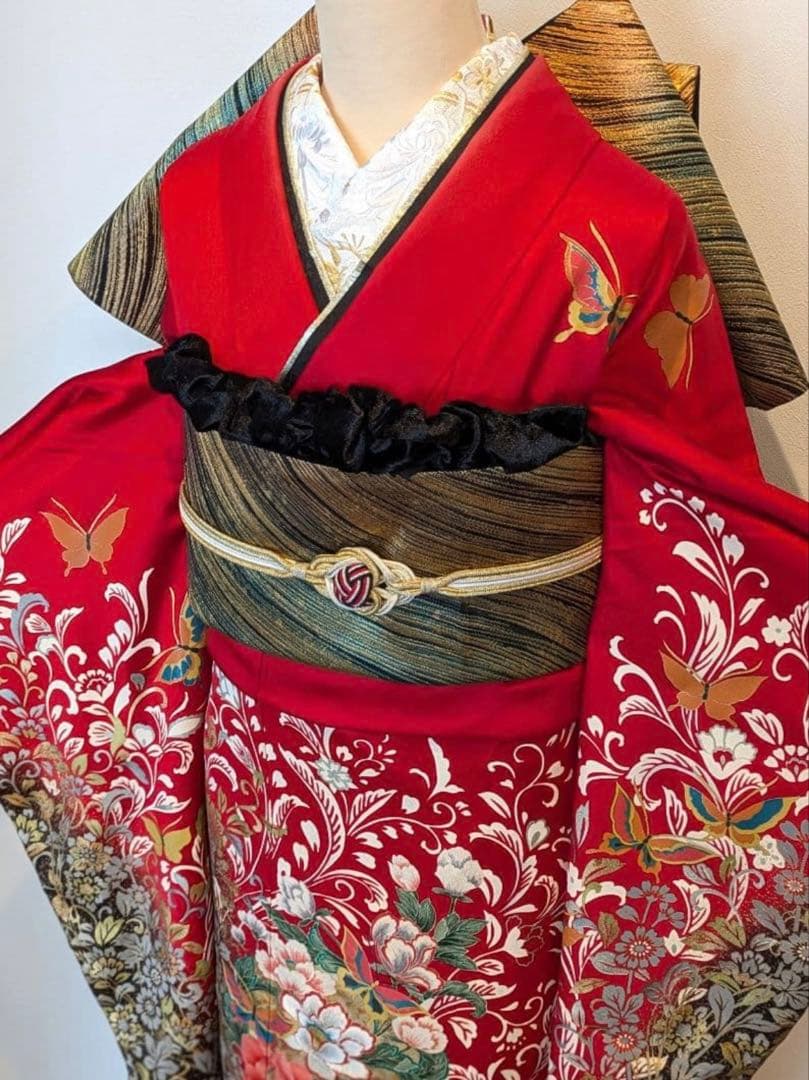 振袖フルセット身丈167裄69 後藤久美子ブランド 金銀彩 赤逸品 成人式卒業式