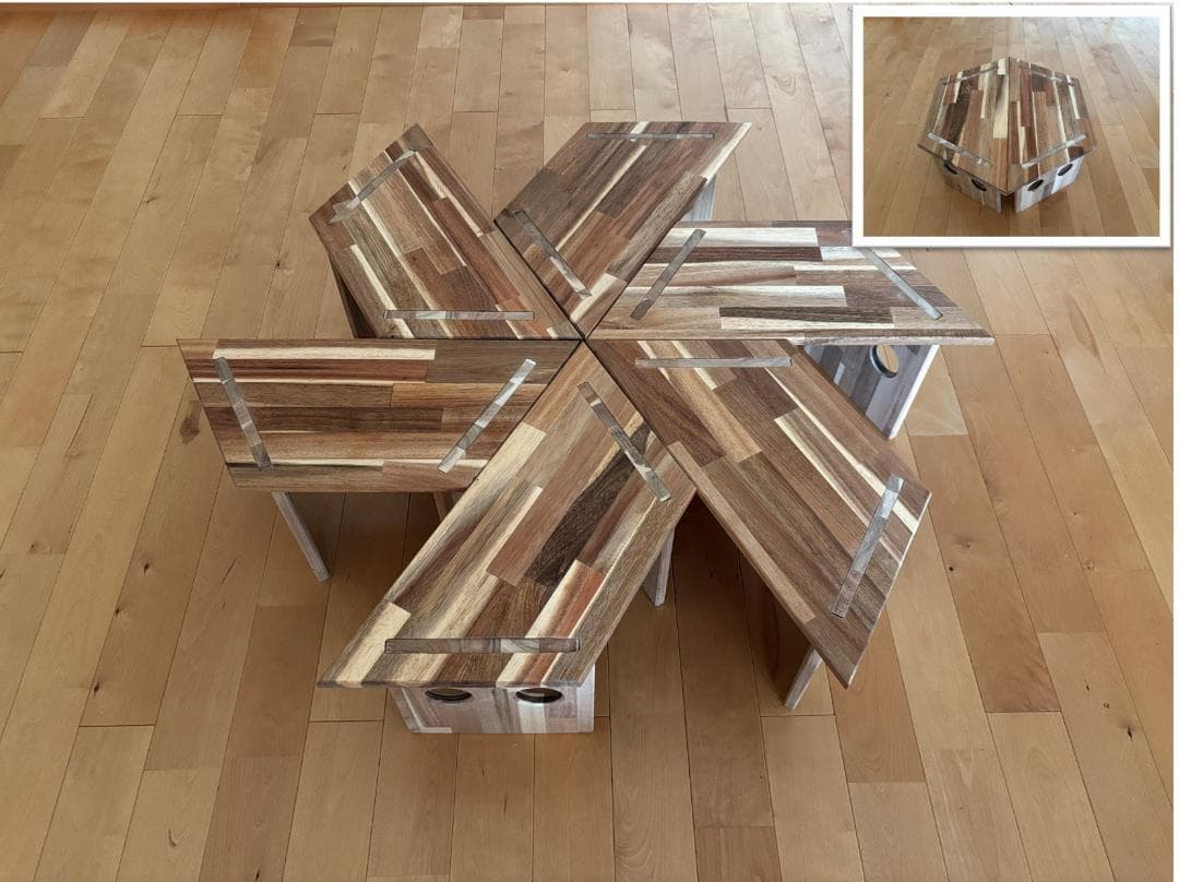 中サイズ ヘキサゴンテーブル ヘキサテーブル 囲炉裏テーブル 組み立て式