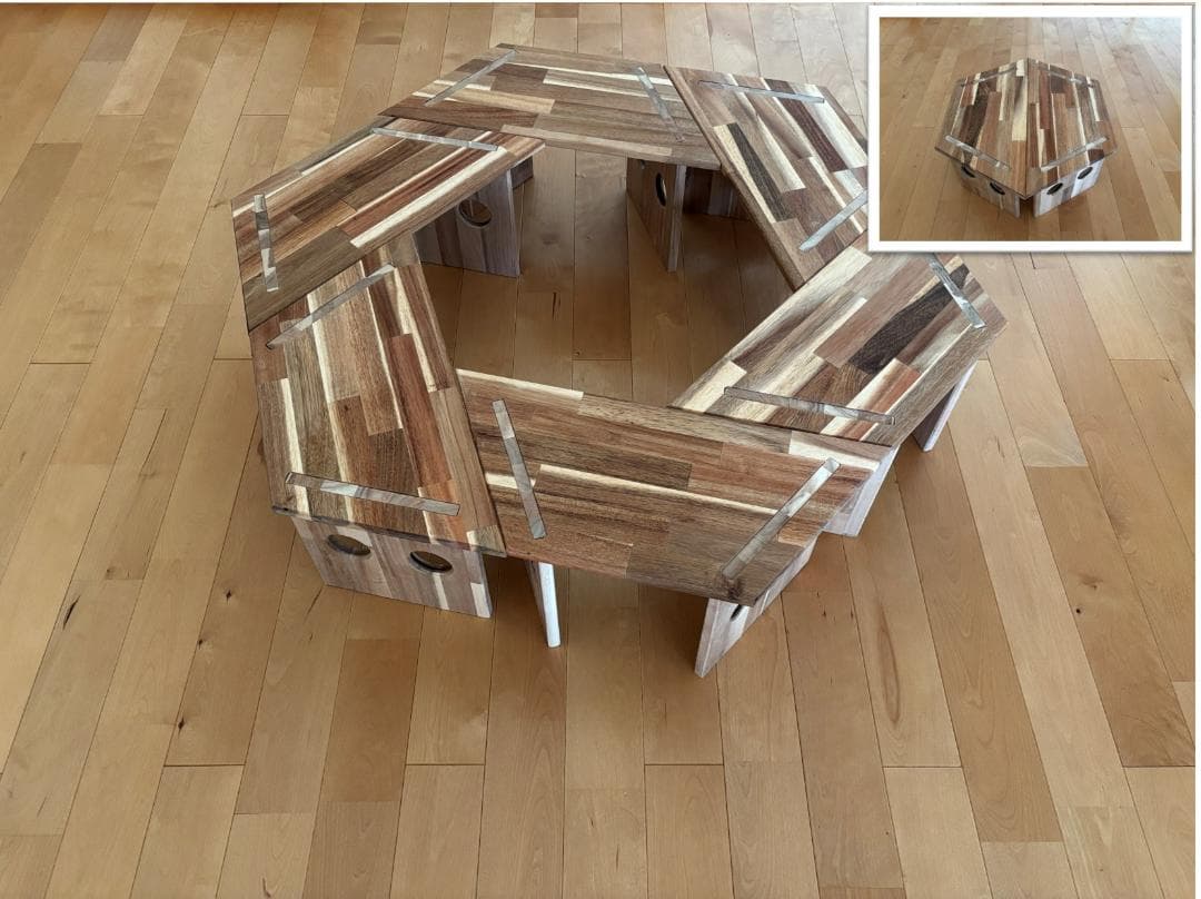 中サイズ ヘキサゴンテーブル ヘキサテーブル 囲炉裏テーブル 組み立て式