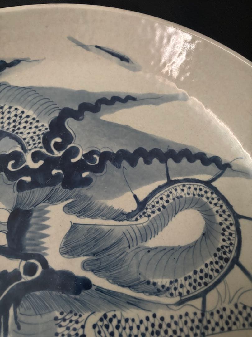 phuonganh05206　特大青花大皿、壺、粉彩中皿　三点セット