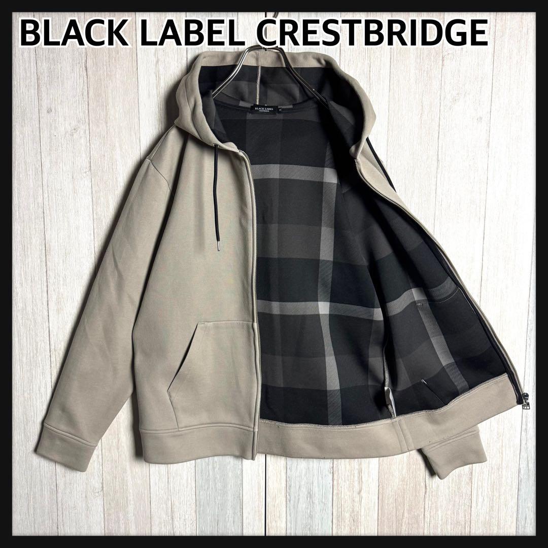 3537【希少・美品】ブラックレーベルクレストブリッジ メガチェック パーカー