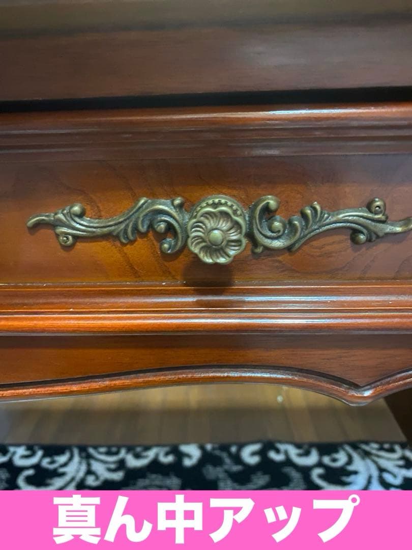 最高級♦️猫脚 彫刻 象嵌♦️希少 アンティーク プレジデント 両袖 デスク♦️送料込