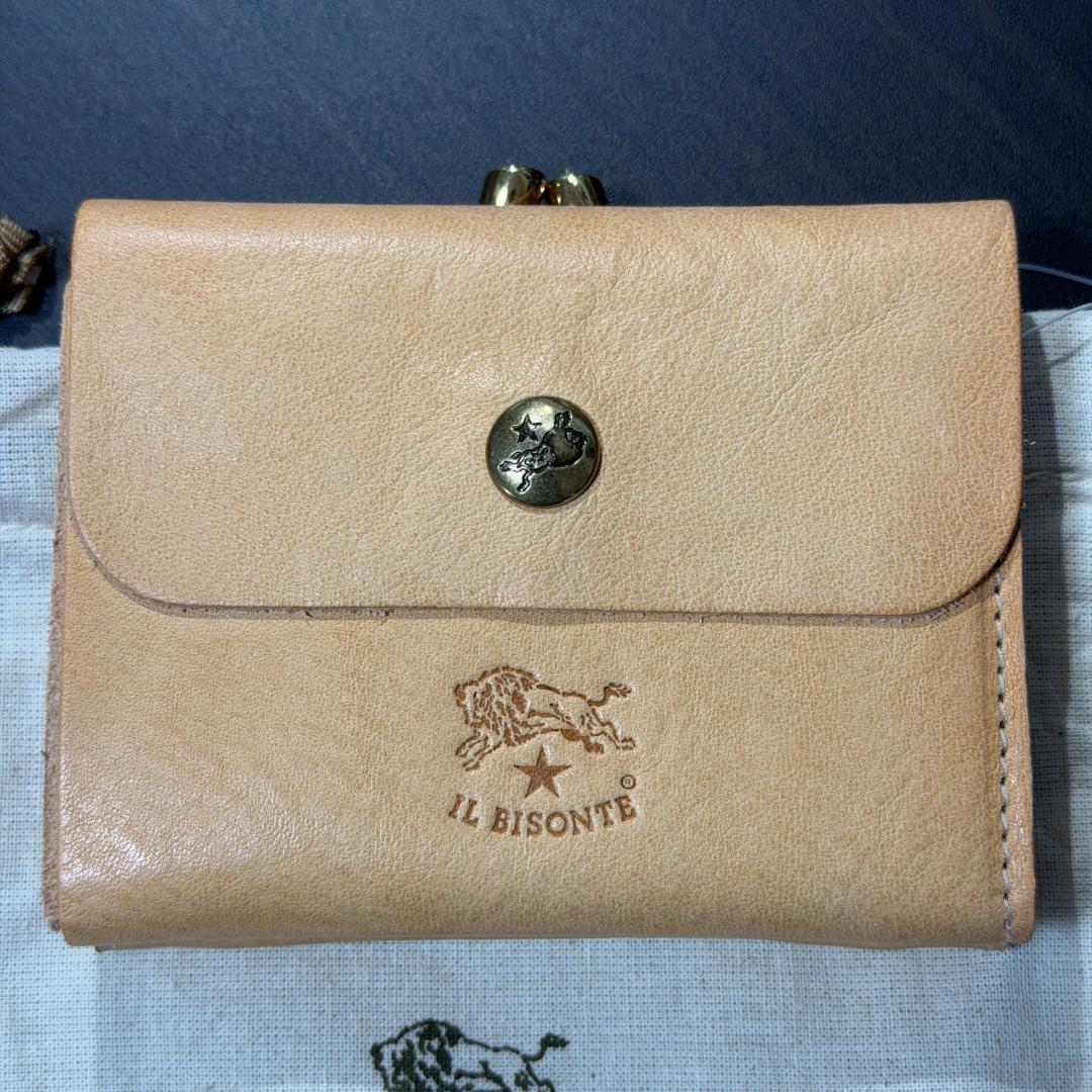 【新品未使用】イルビゾンテ 二つ折り がま口 財布 ヌメ ナチュラル