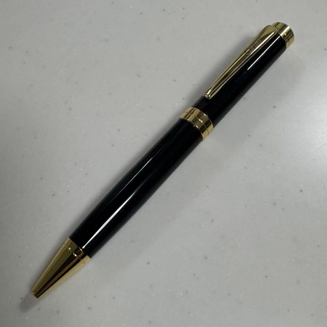 カルティエ Cartier ボールペン 黒 金 ブラック ゴールド