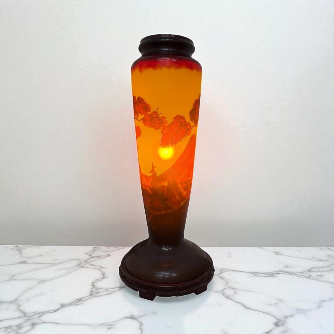 高さ62㎝【特大】山景文エミールガレ風ランプ　アンティーク