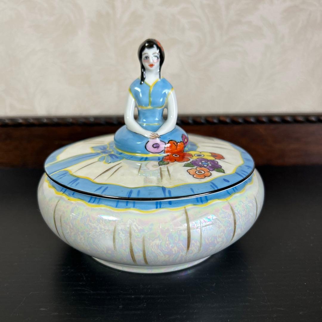 オールドノリタケラスター彩 デコレディ　キャンディボックス　 ドレッサードール