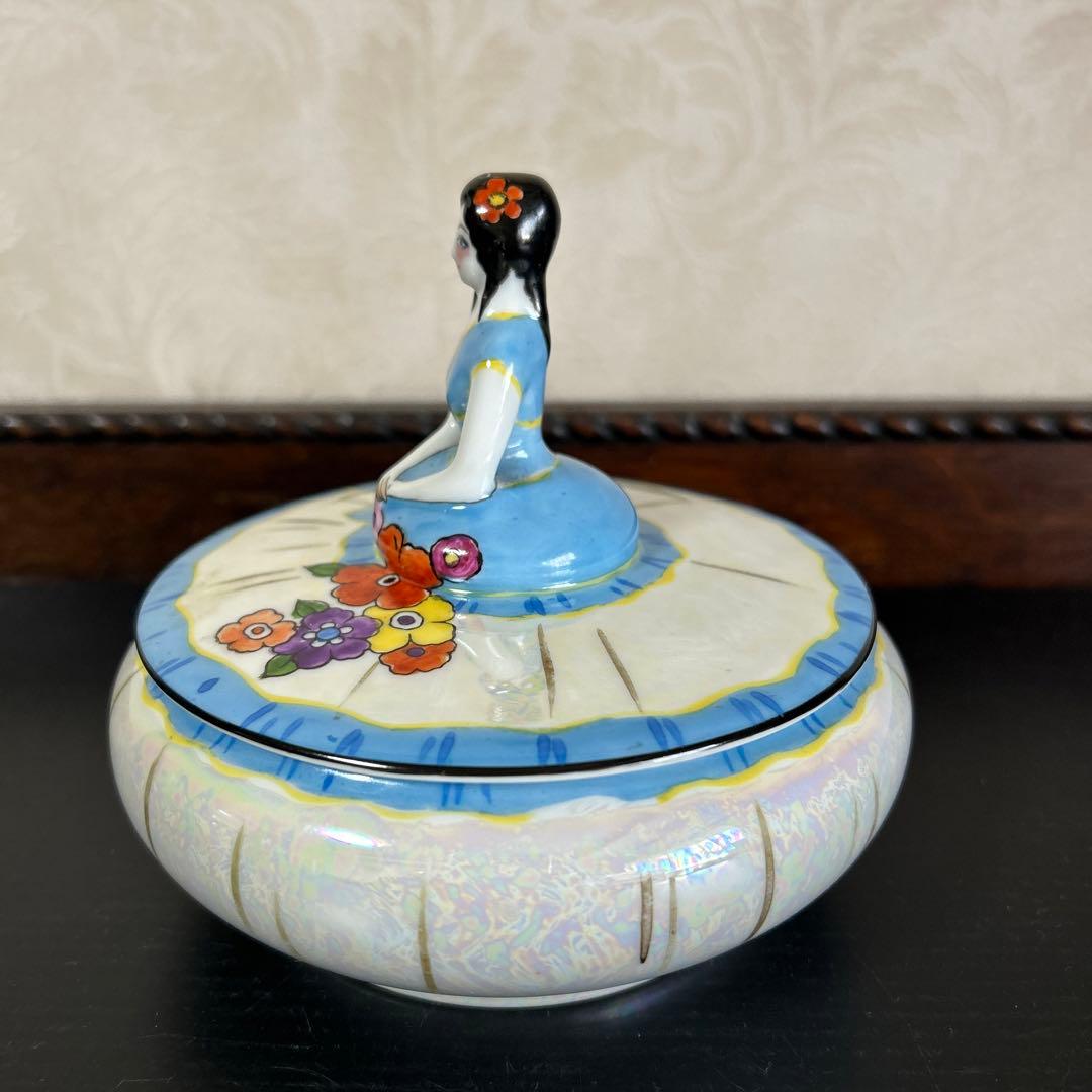 オールドノリタケラスター彩 デコレディ　キャンディボックス　 ドレッサードール