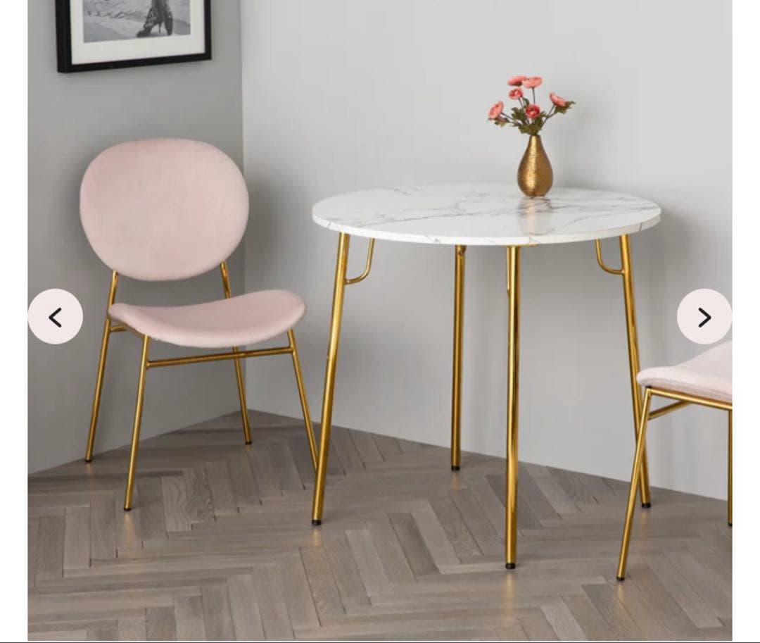 Francfranc ベル ダイニングテーブル ラウンド80 マーブルゴールド