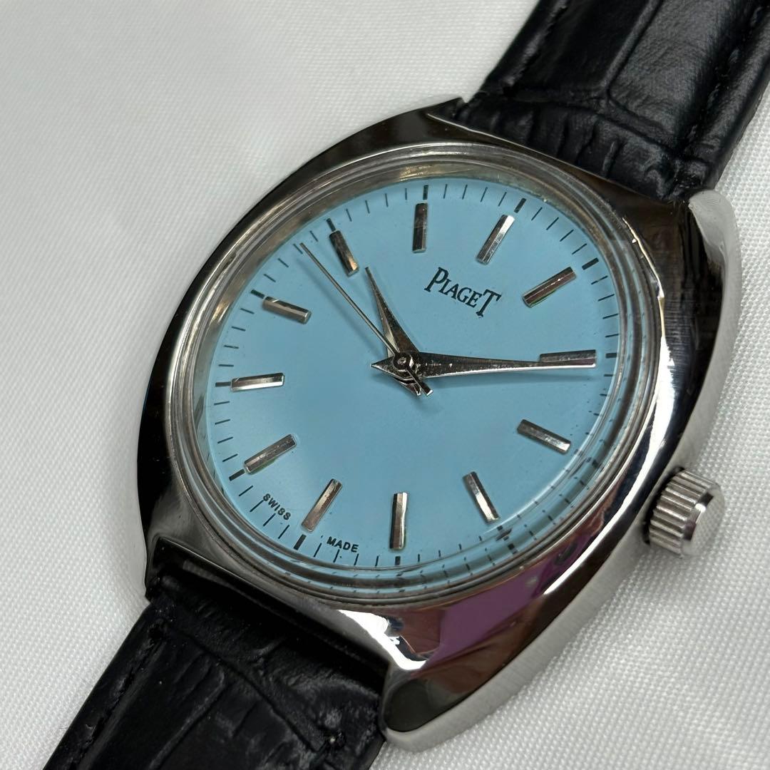 【再出品】 10721 青 【希少・極美品】Piaget 手巻き　ヴィンテージ