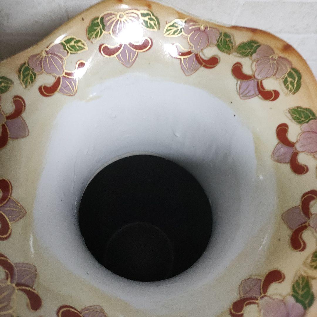 中国美術 大型飾り壺 双耳大花瓶 金彩 美人画 花鳥蝶 豪華爛漫 60cmサイズ