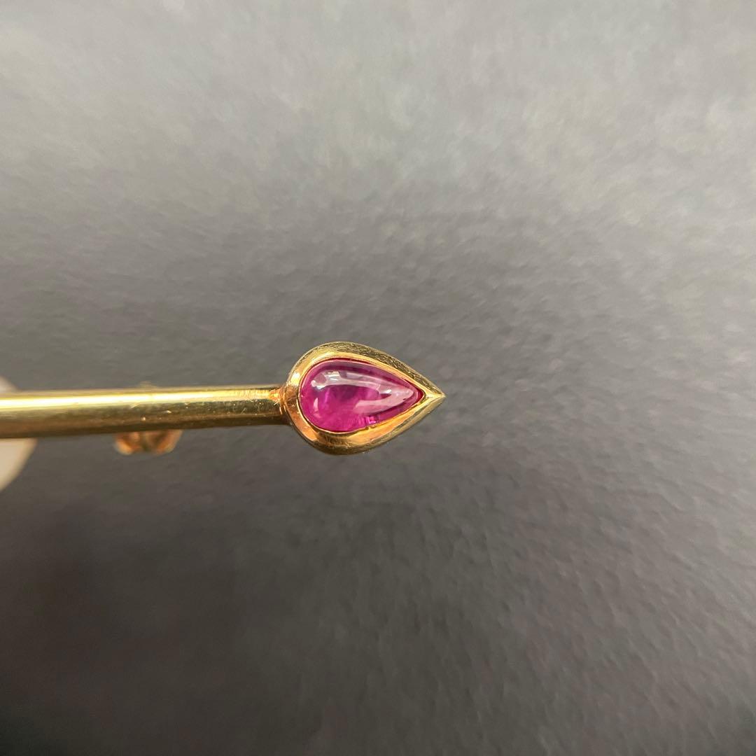 18KT パールとルビーのブローチ