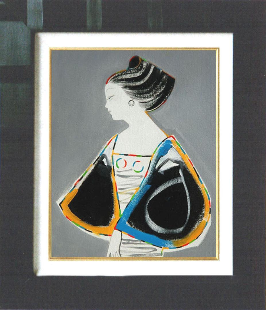 油絵 菅家令子 絵 絵画 インテリア (銀) F3-010411 人物 女性像