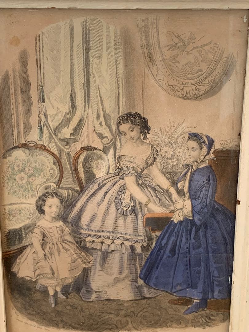 フランス　蚤の市　額　イラスト入り　ブロカント