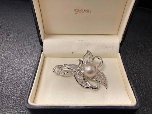 美品　田崎真珠　ブローチ　マベパール　タサキ　シルバー