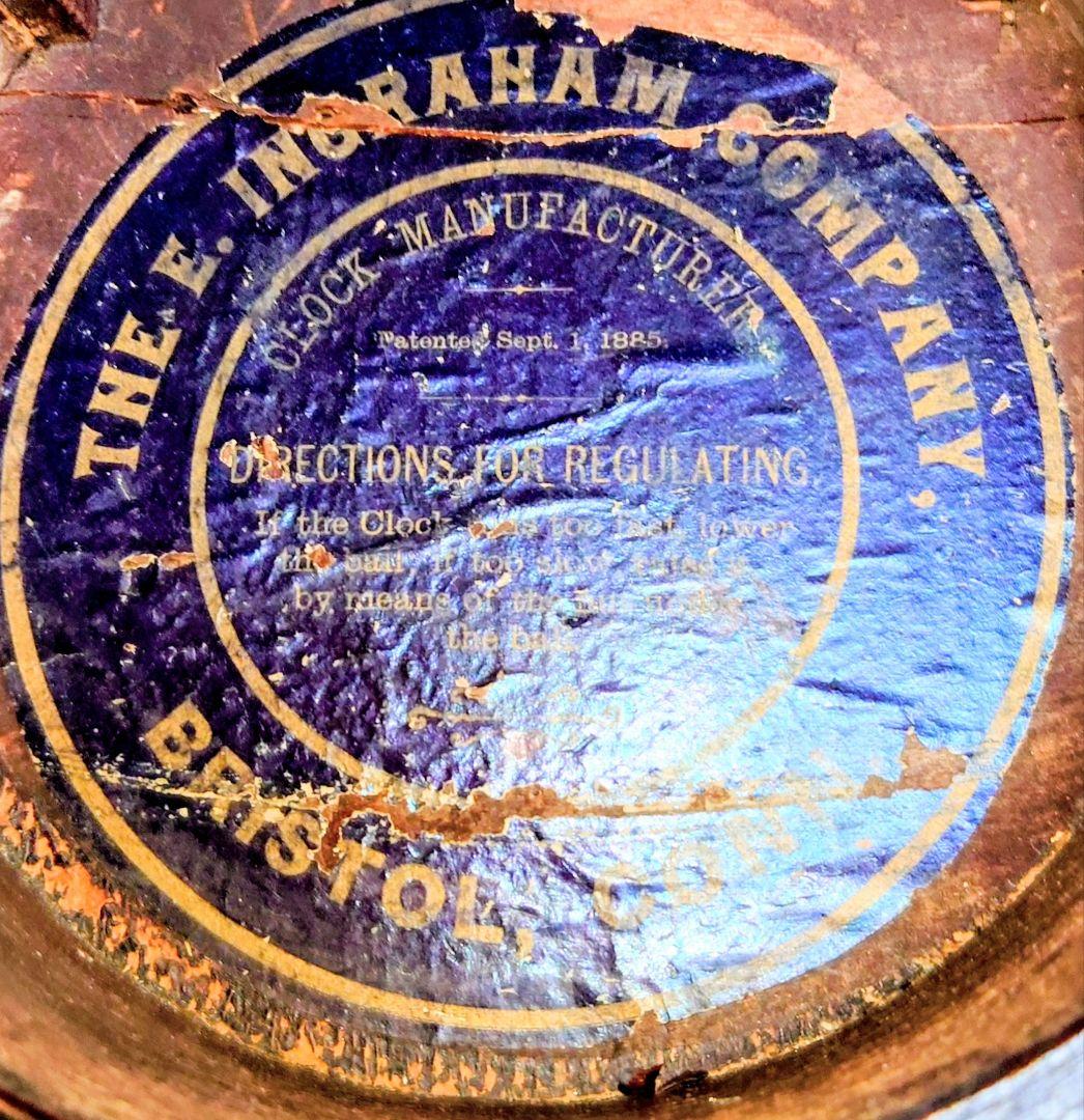 〈完動・美品〉E.INGRAHAM　金箔本四ツ丸達磨ゼンマイ振り子時計