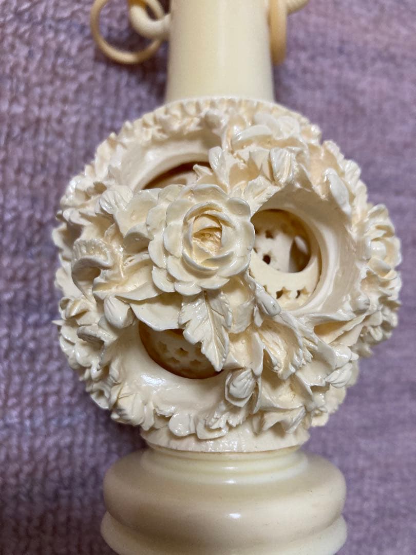 多層球　花瓶　象　牙