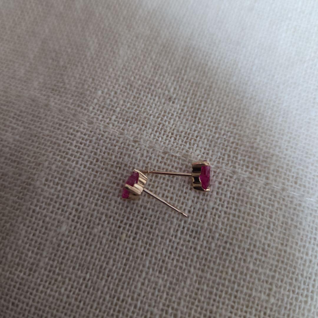 K10YG ルビー ハート ピアス