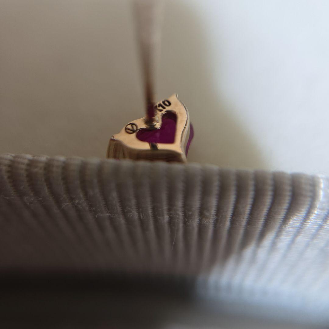 K10YG ルビー ハート ピアス