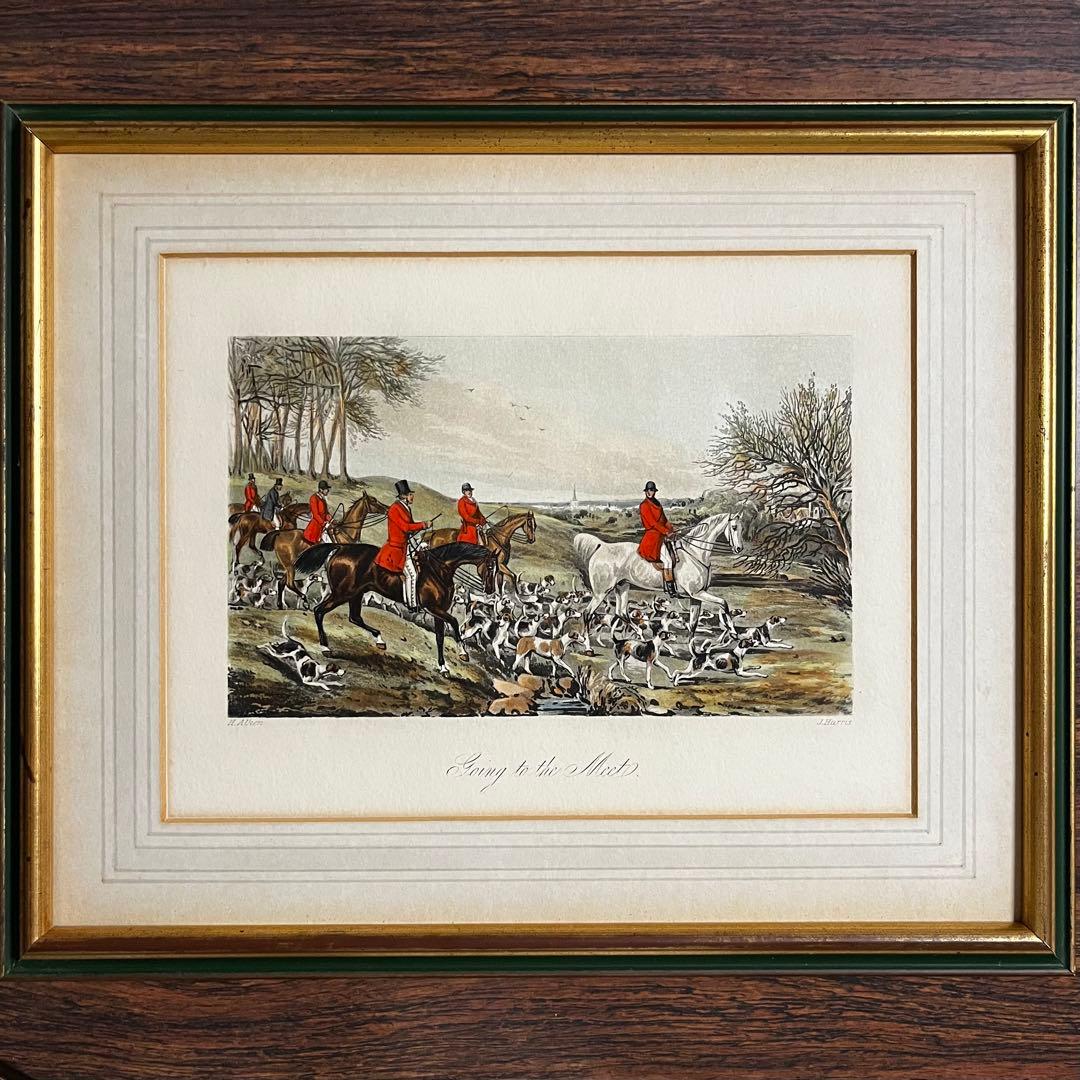 銅版画 英国 イギリス ヴィンテージ ハンティングシーン(3)