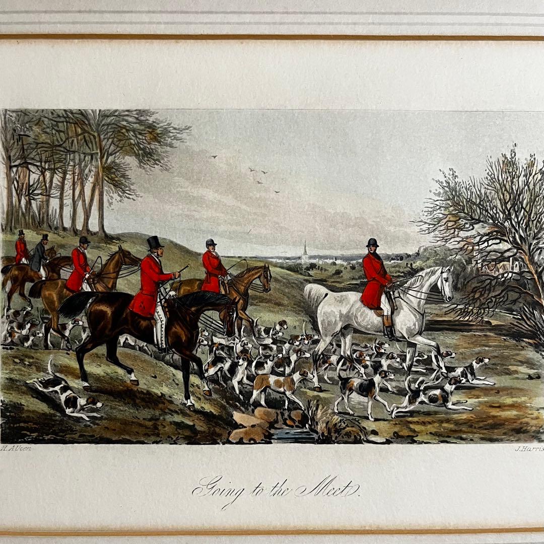 銅版画 英国 イギリス ヴィンテージ ハンティングシーン(3)