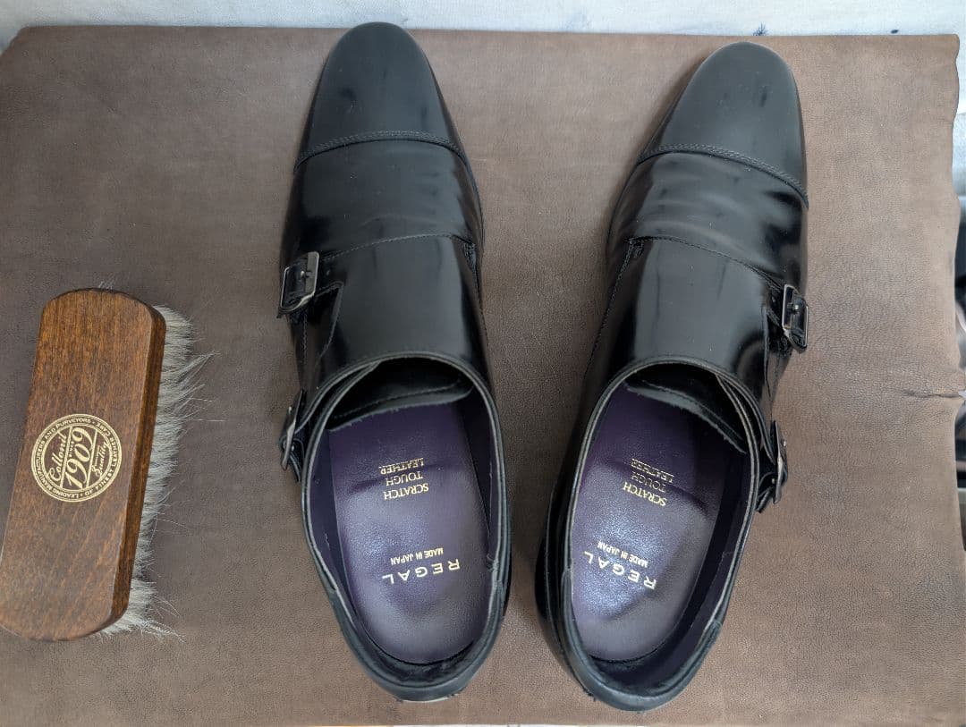 リーガルREGAL ダブルモンク ガラスレザー